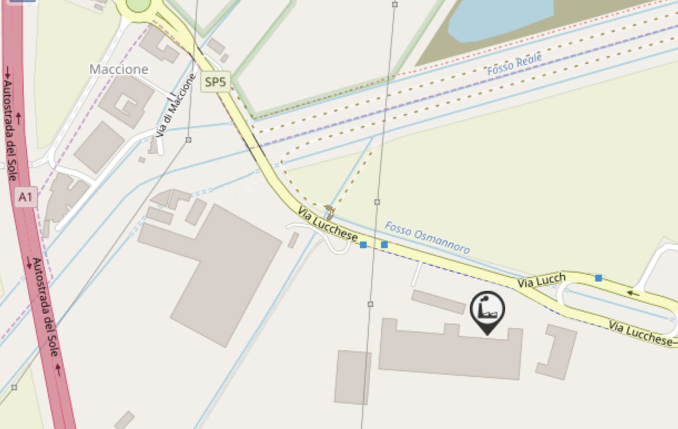 mappa localizzazione del magazzino 2 azienda vicini tubi in via lucchese a firenze